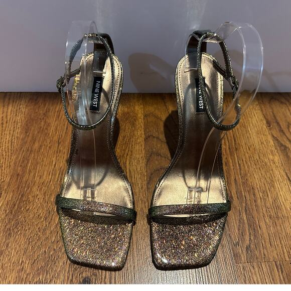Nine West Glitter Strappy Heels – Yess Sandals | Women’s Size 10 Party Shoes - Picture 3 of 9